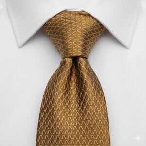 Dino Bassi Silk Tie Bronze Brown Geometric Formal Dress Italy